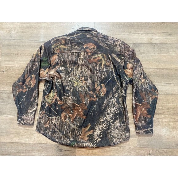 Cabelas Womens L Button Long Sleeve Hunting Outdoor Mossy Oak Chamois CAMO Shirt - Picture 4 of 9